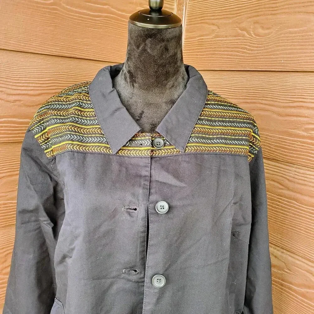 NEW Denim & Co. Cotton Twill Utility Jacket with Embroidery Women's Size XL - Picture 14 of 15